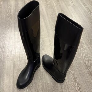 Rubber Black Rain Knee-High Boots